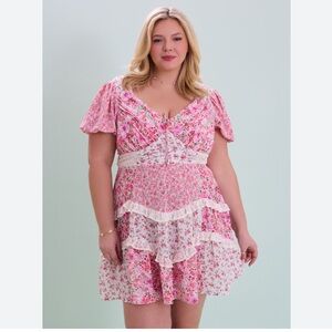 Altar’’d State X Arula Aderny Patchwork Floral Mini Dress Size 2X
